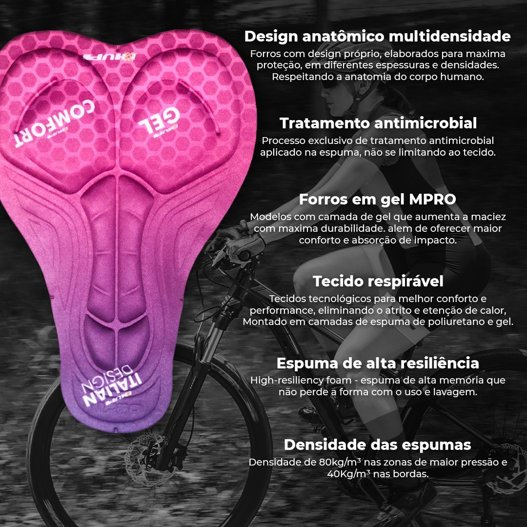 forro gel macaquinho ciclismo hupi