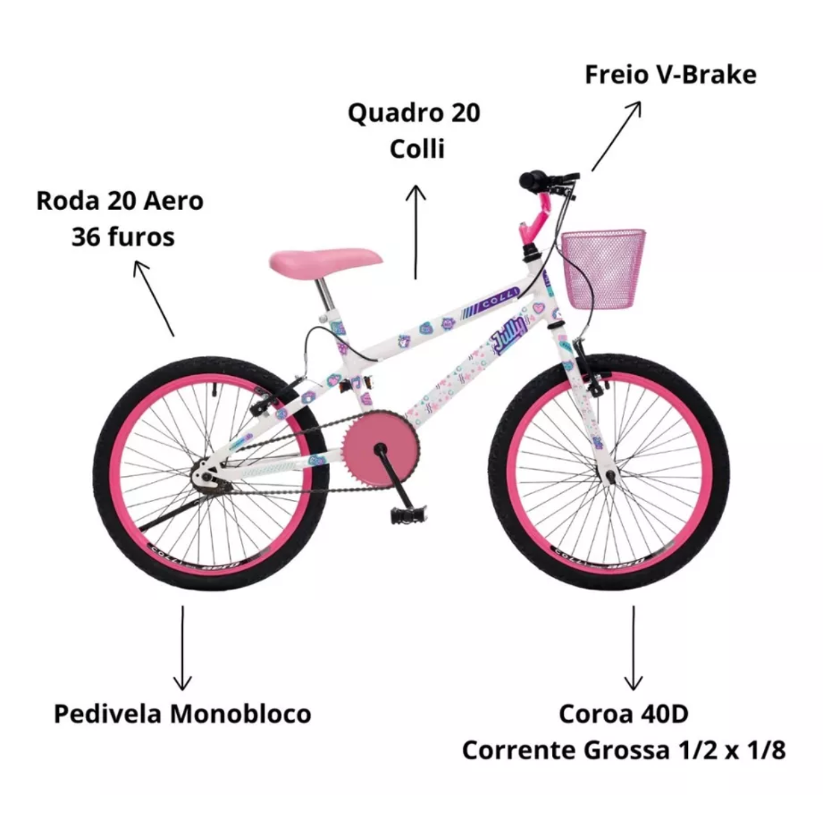 bicicleta infantil colli jully aro 20 5