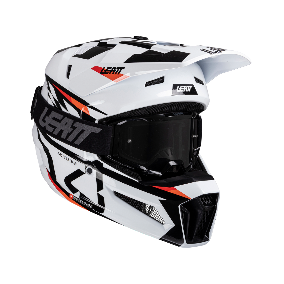 capacete leatt 3 5 moto motocross branco preto oculos