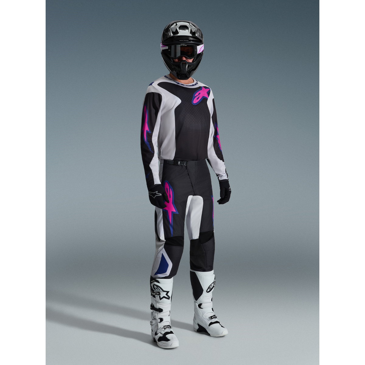 calca alpinestars fluid grid preto cinza roxo 5